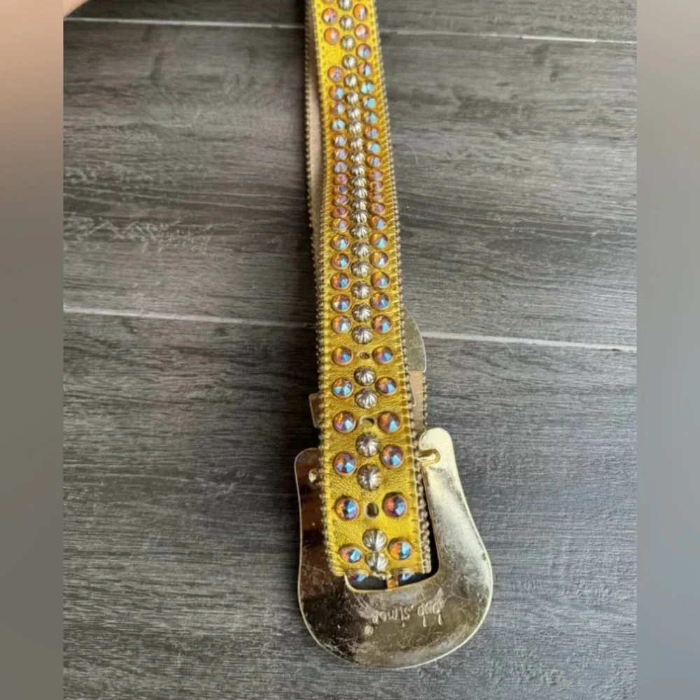 b.b. Simon Gold Fire Double Row Size 32 Studded Crystal belt - Picture 9 of 10